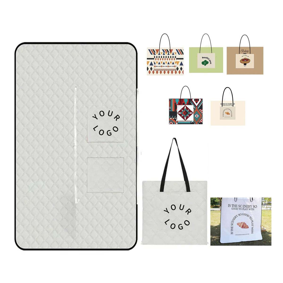 Thickened Oxford Picnic Tote Bag with Folding Design 2