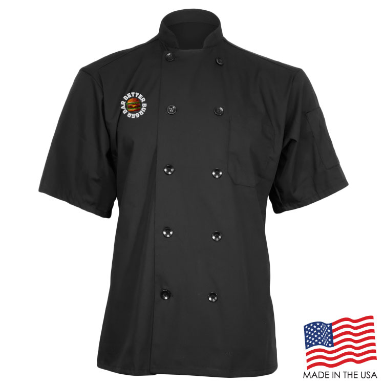 Mesh Back Chef Coat with Short Sleeves (EMBROIDERED LOGO) 13