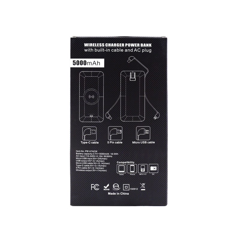 Chi-Charge Plus - 5,000 mAh Universal Power Bank with Wireless Charging 20
