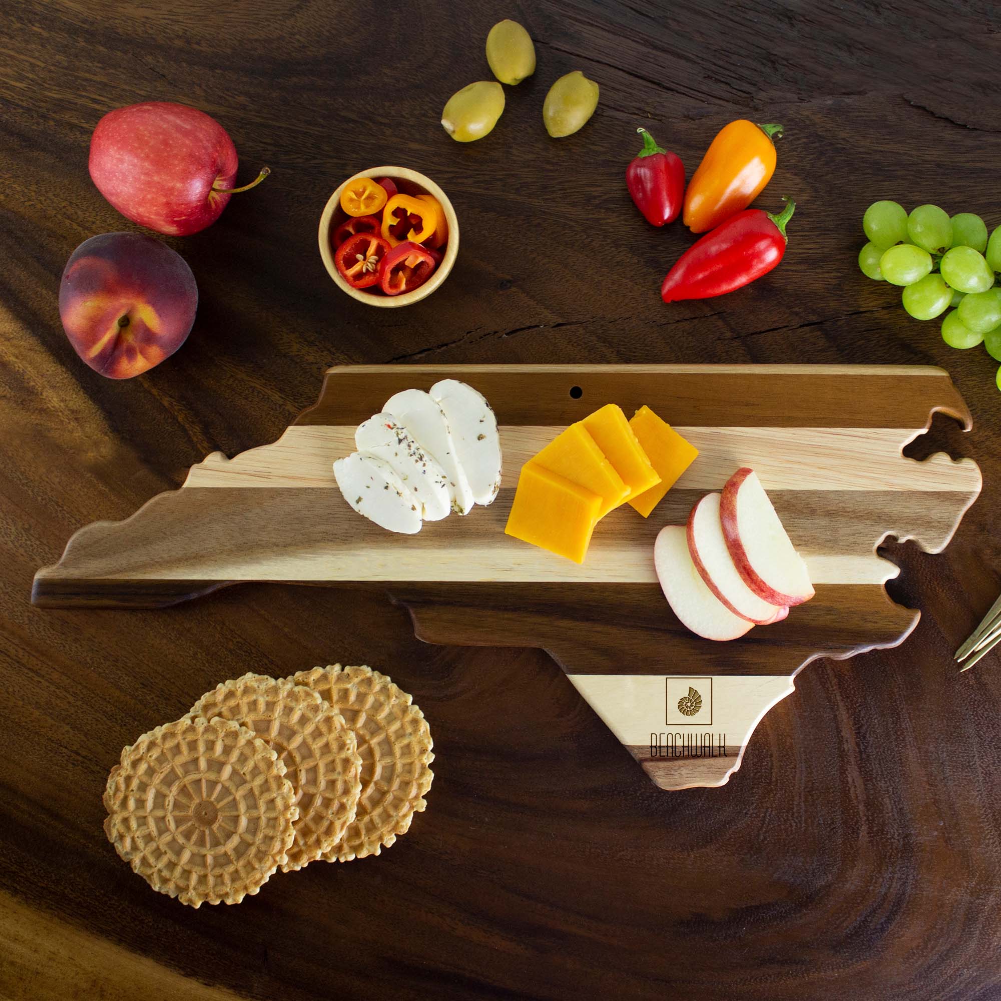 Rock & Branch® Shiplap Series North Carolina State Shaped Wood Serving and Cutting Board 3