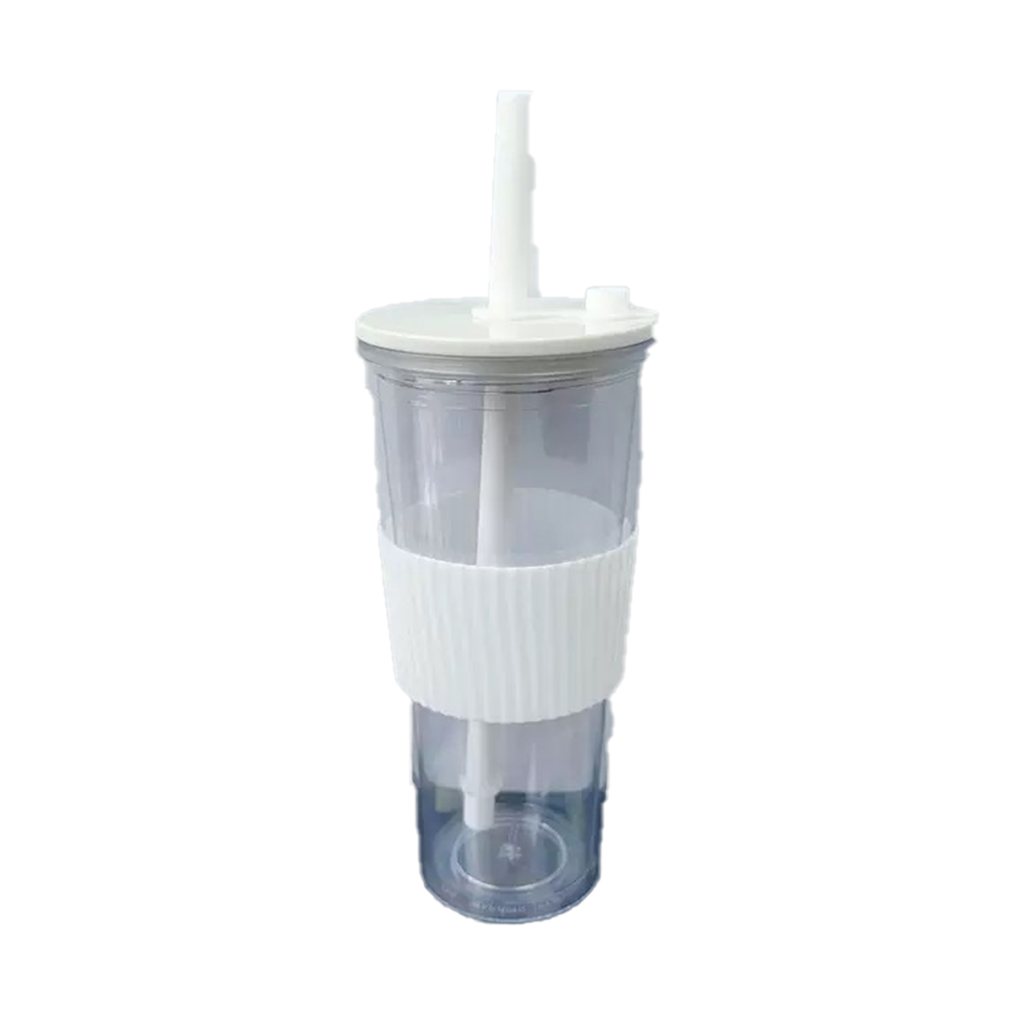 24Oz AS Plastic Double-Wall Tumbler with Straw and Grip 1