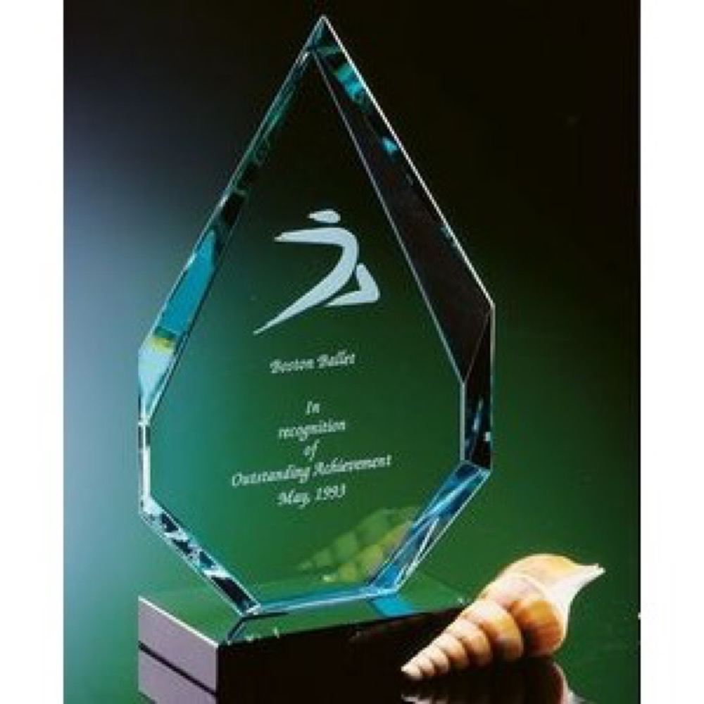 11" Jade Angular Flame on Marble Base