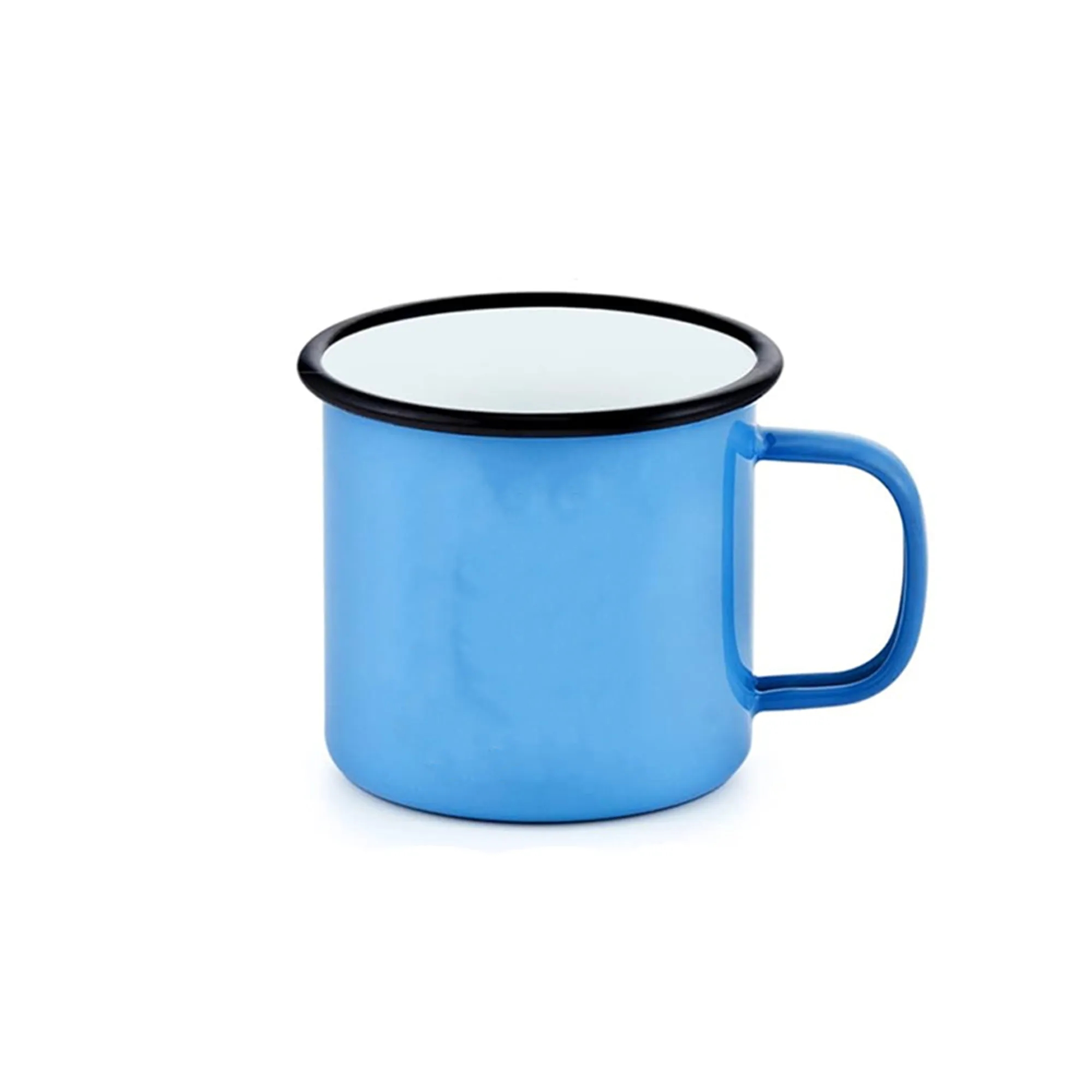 Blue and White Dot Logo Custom Metal Enamel Mug 8