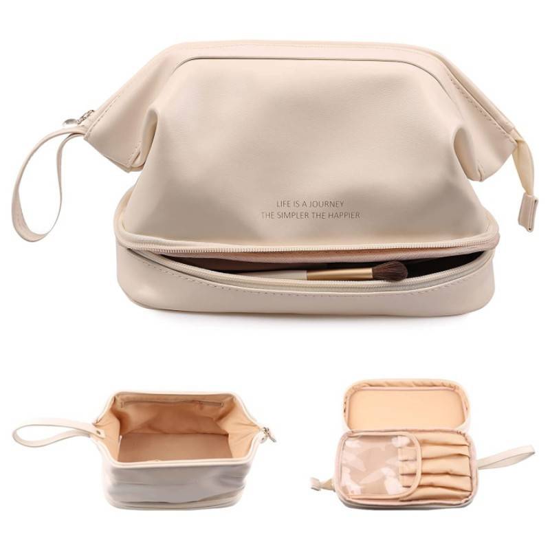 PU Leather Double Layer Cosmetic Bag 1