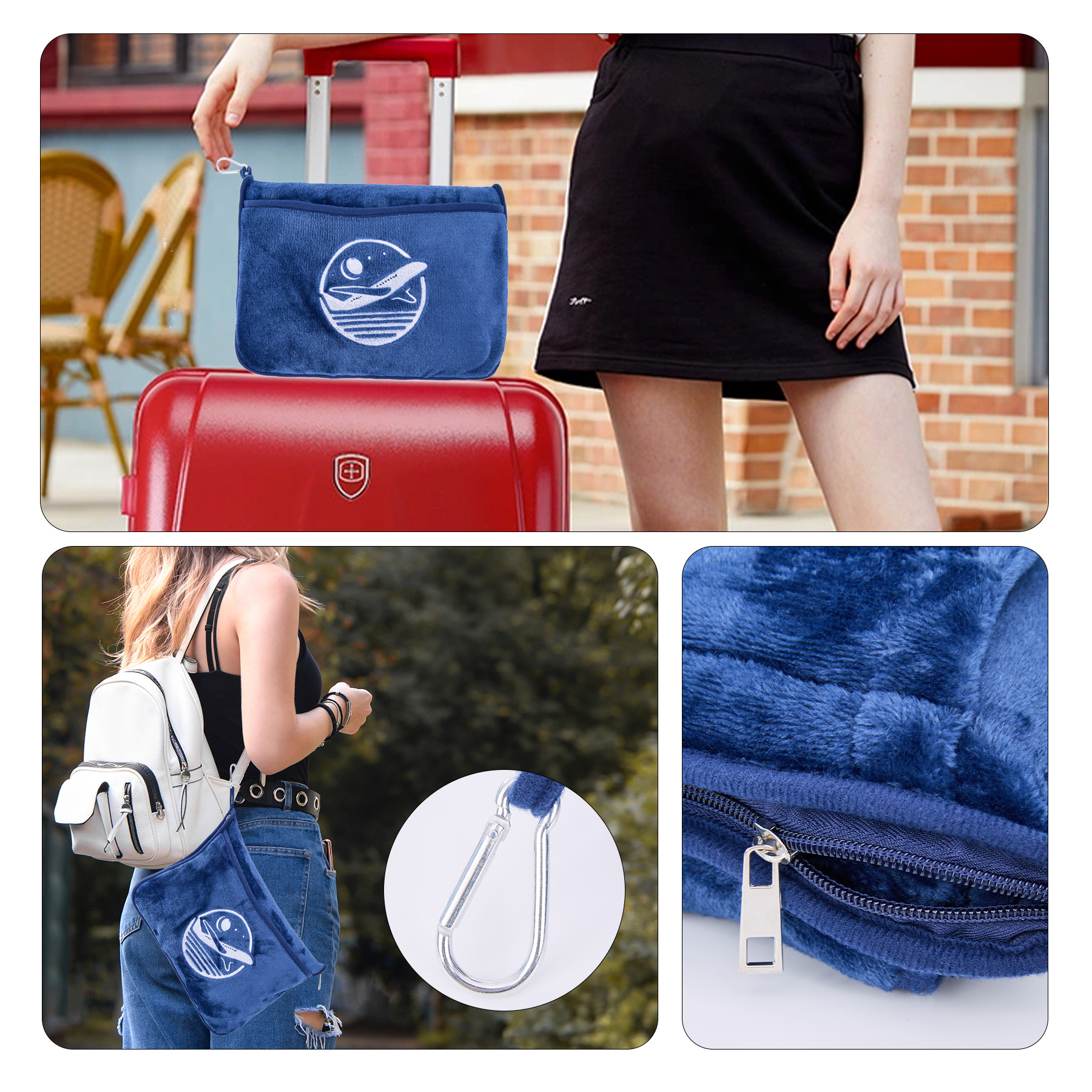 Plush Flannel Travel Blanket & Pillow Combo 18