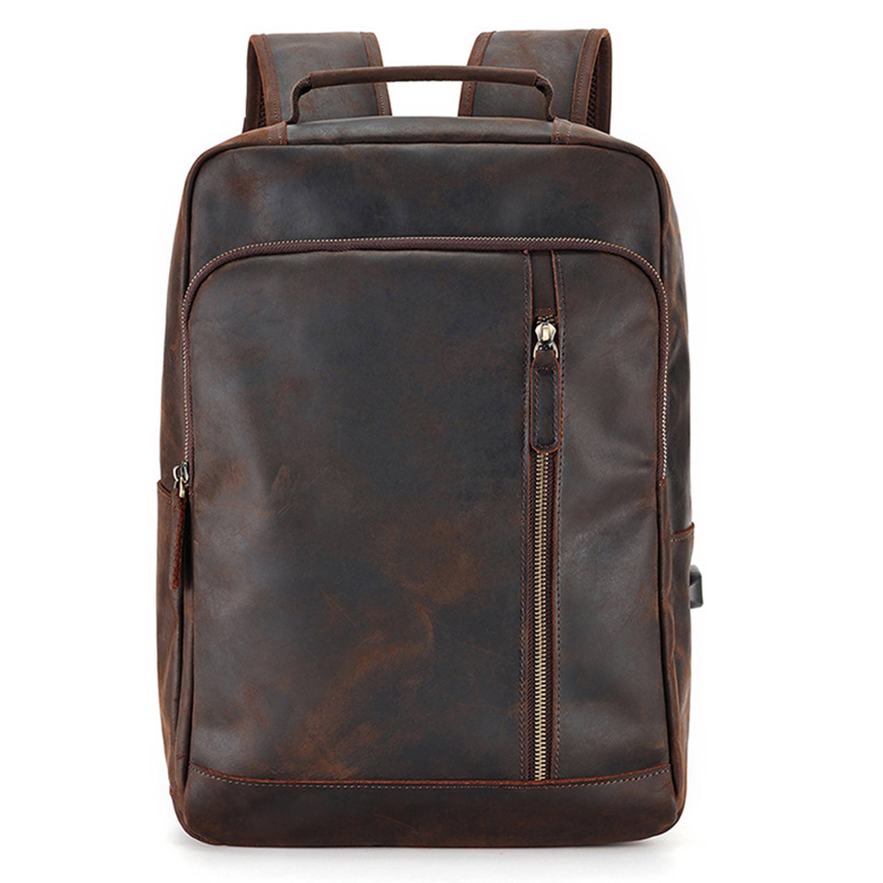 Men's Vintage Genuine Leather Laptop Backpack 4