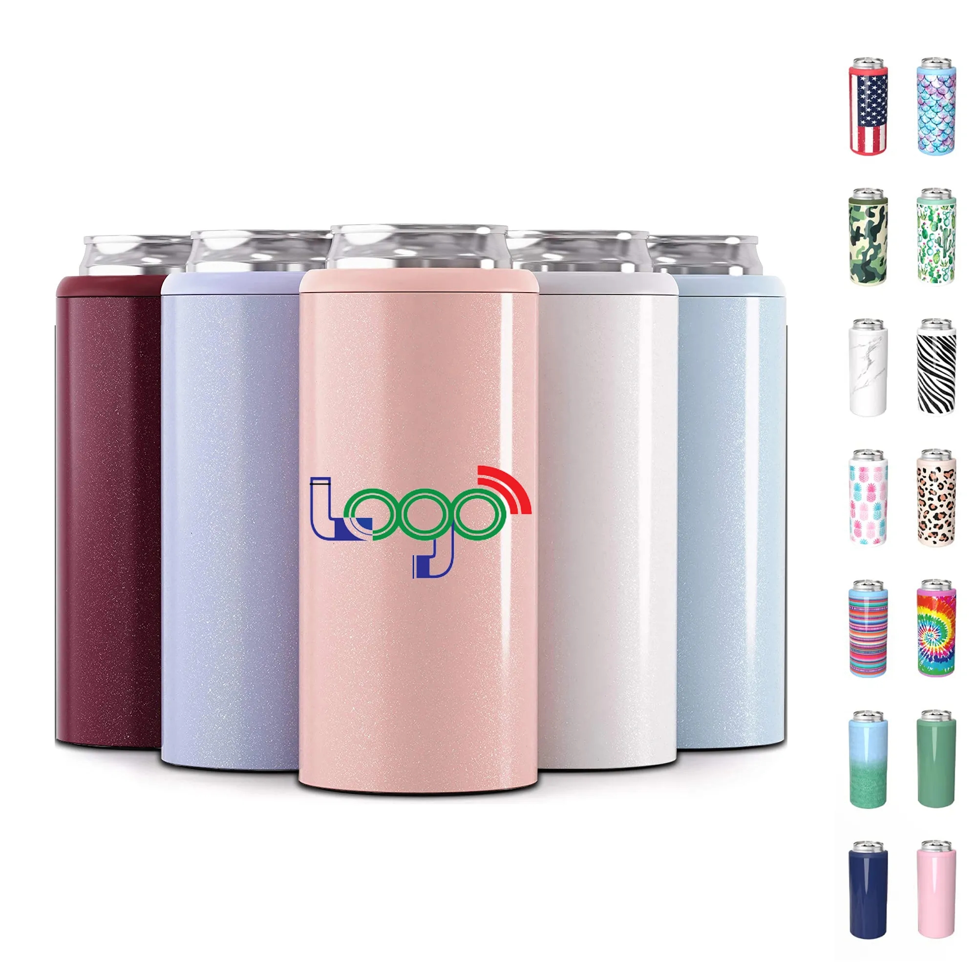 MOQ 20 PCS 304 Stainless Steel 12oz Can Cooler For Beer Soda, custom koozie with logo imprint 2