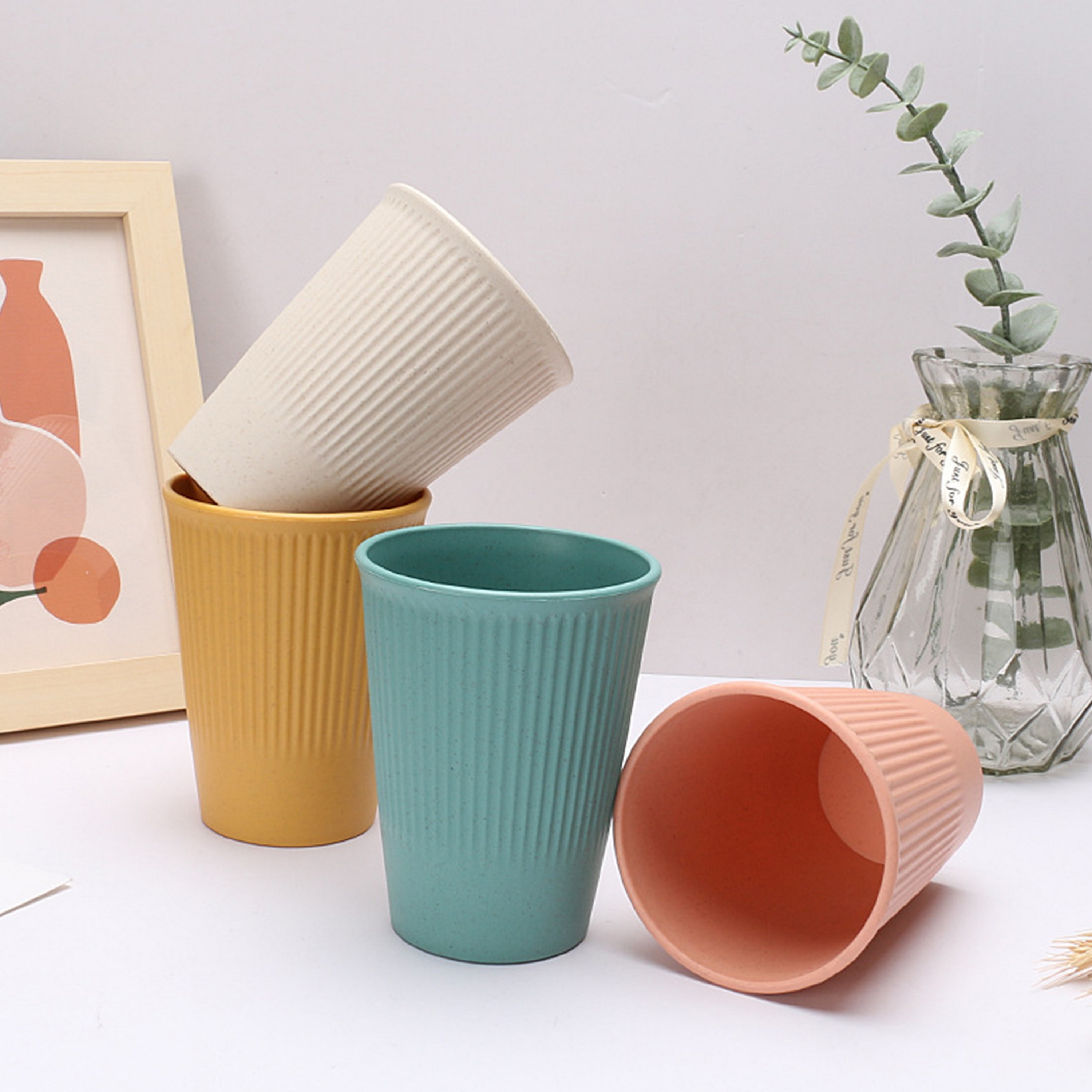 4pcs Eco-Friendly Wheat Straw Cup Set 2