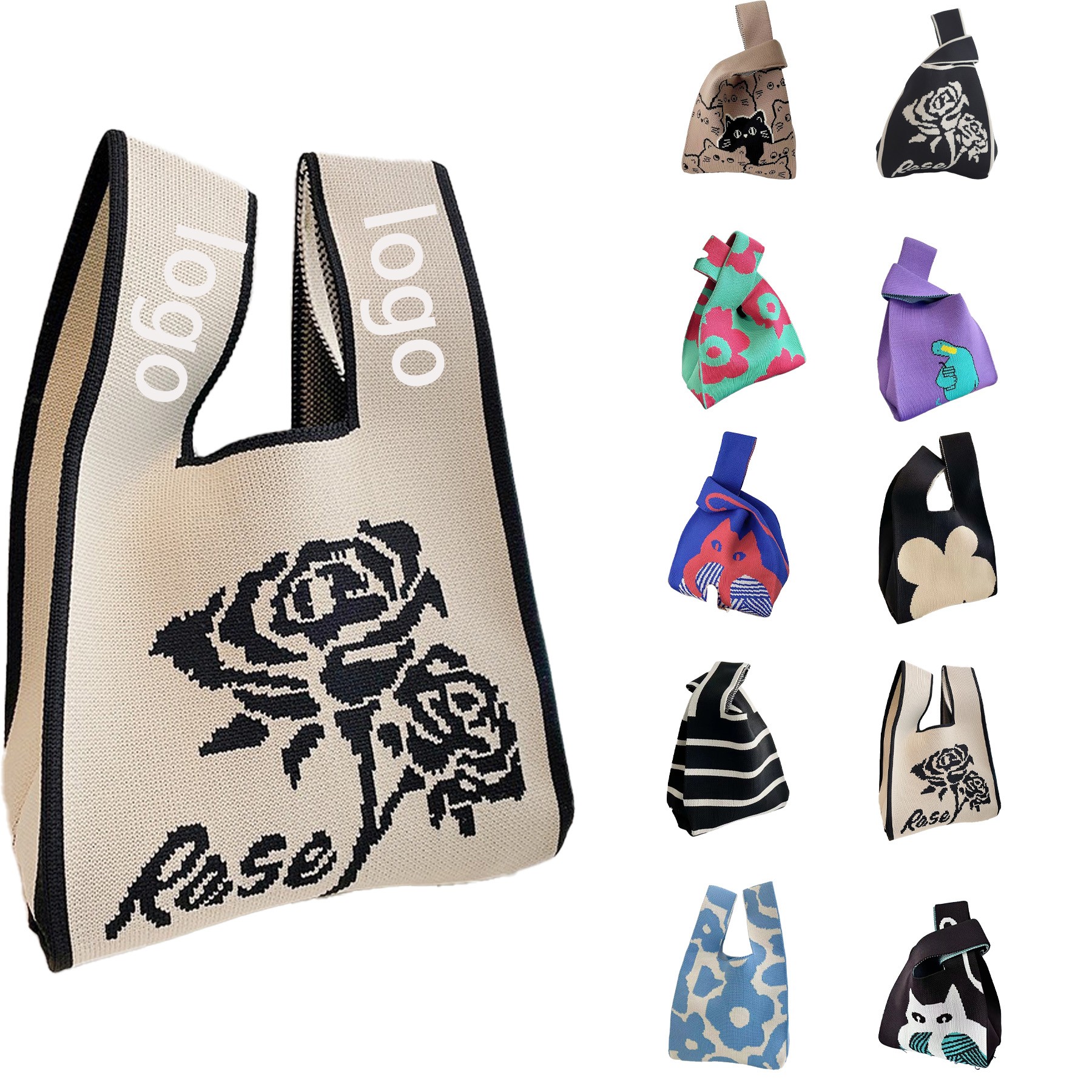 Women'S Wrist Knot Tote Bag Small Crochet Wristlet Handbag
