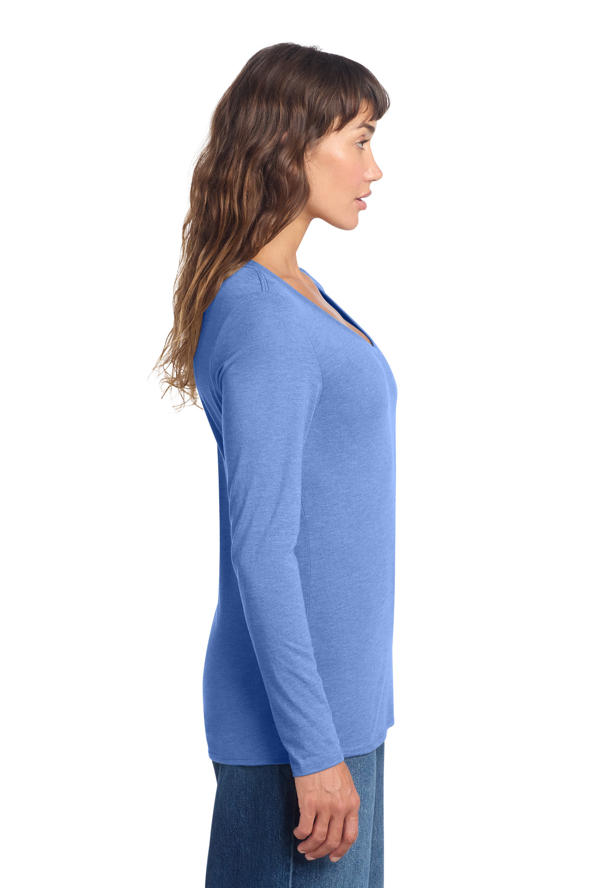 District Women's Perfect Tri Long Sleeve V-Neck Tee DT135 47