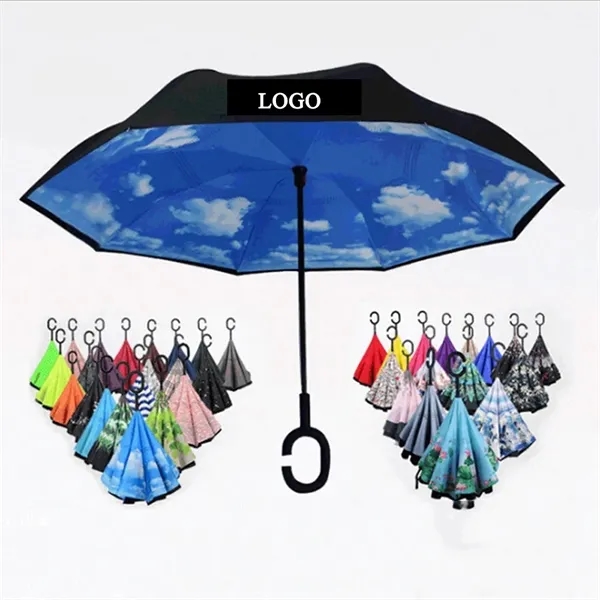 Double Layer Folding Inverted Umbrella With C-Shaped Handle 6