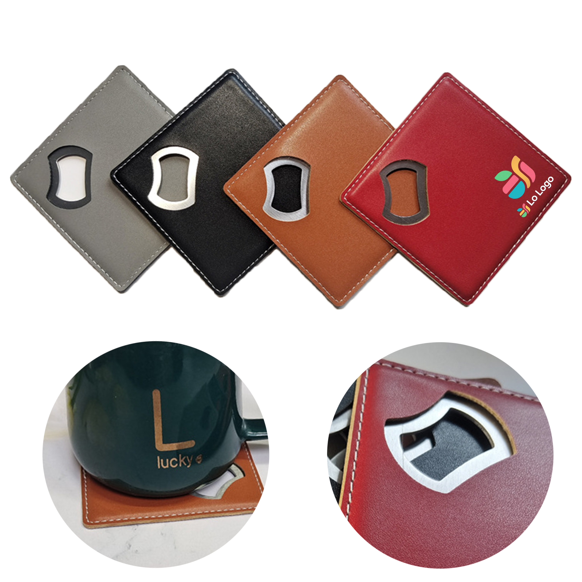 Square PU Leather Coaster 2