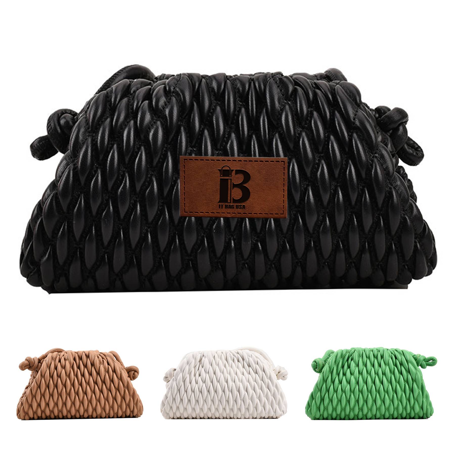 PU Crossbody Purse Quilted Clutch Handbag for Women