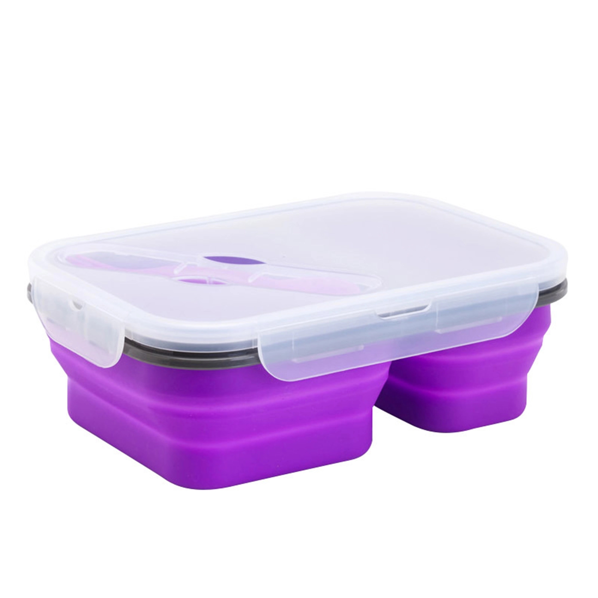 Folding Silicone Food Container With Fork 1