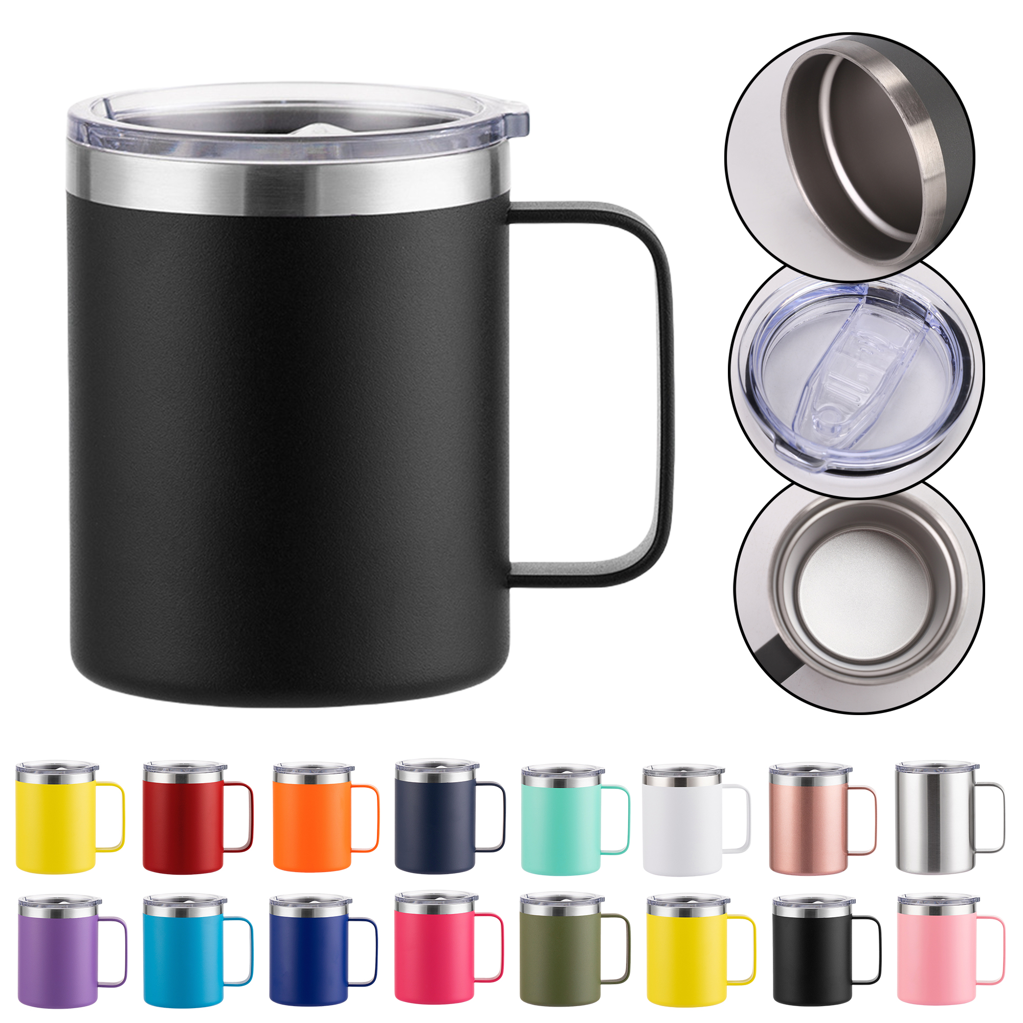 12oz 304 Stainless Steel Double Handle Car Mug with Powder Coated Sublimation Design 7