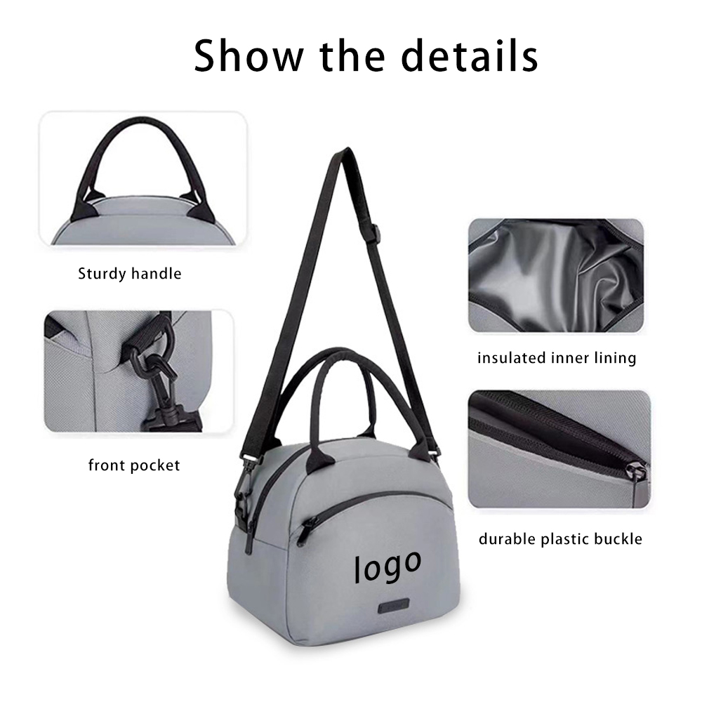 A waterproof and oil-proof Oxford cloth lunch box bag that can be carried on one shoulder or by hand 5