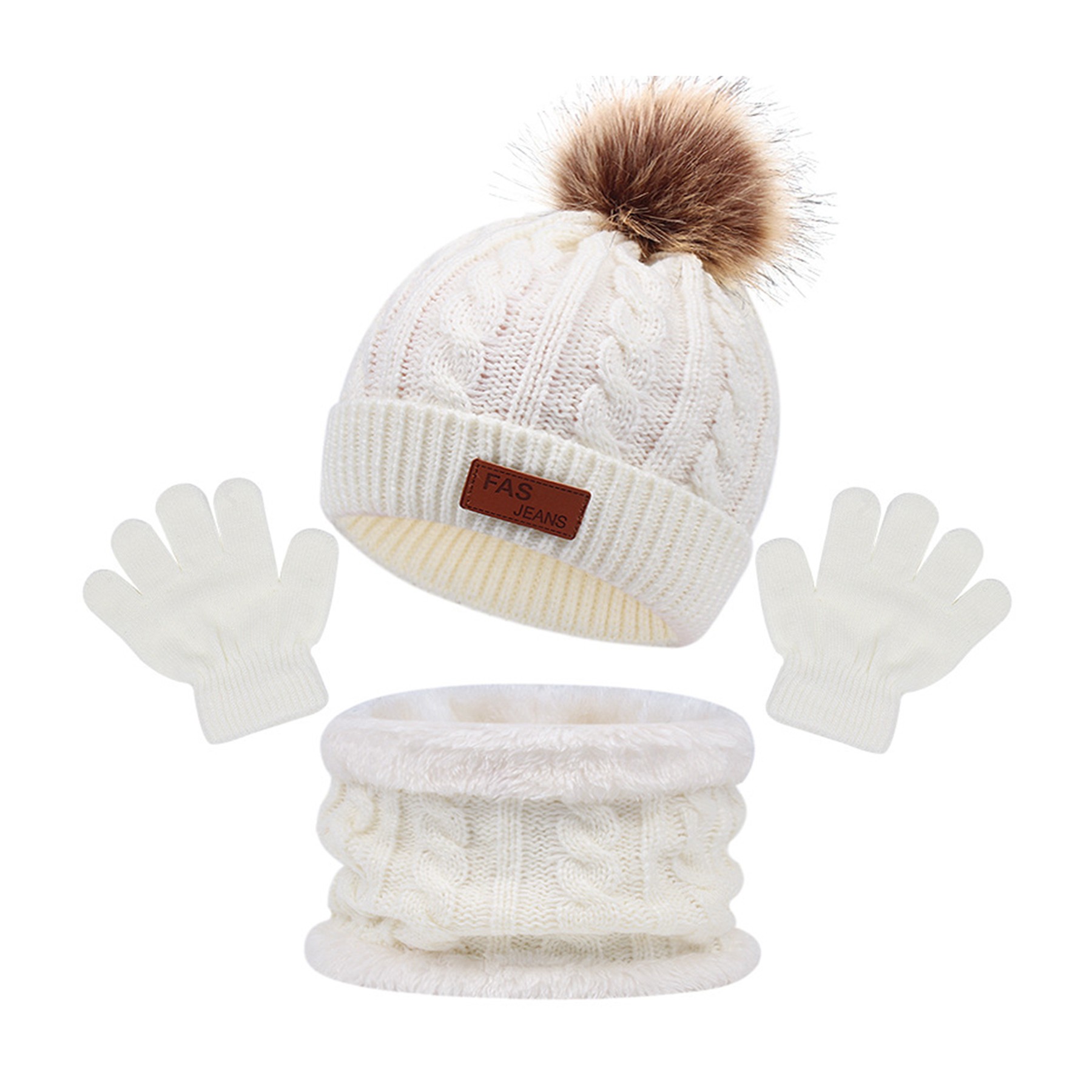 Winter Beanie Hat Scarf Gloves Set 10