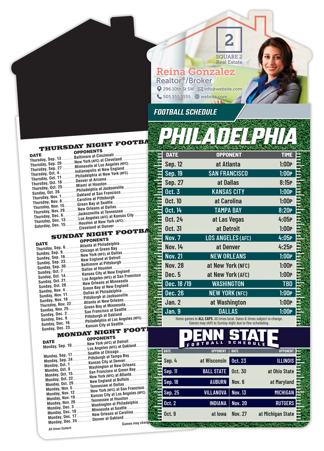 Magna-Card House Shape Magnet Football Schedules (3.5x9)