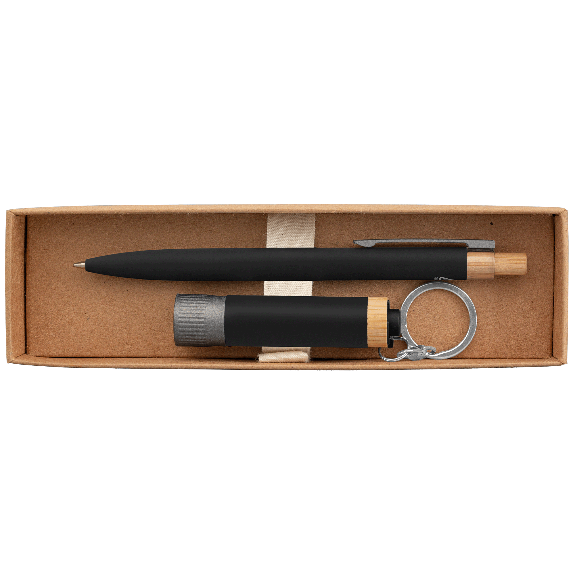 Reborn Recycled Aluminum Bamboo Accented Pen & Flashlight Gift Set 4