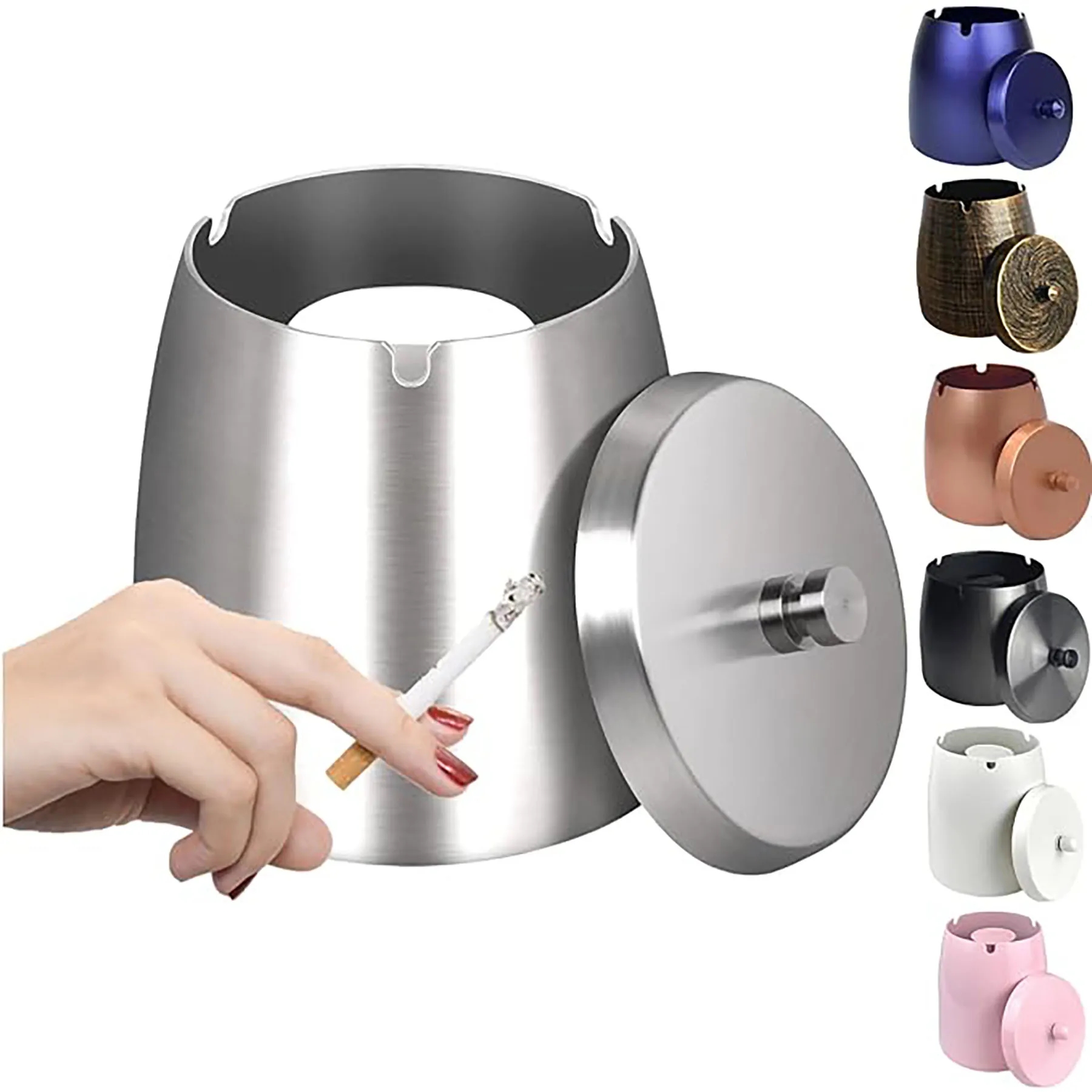 Stainless Steel Ashtray with Lid 9