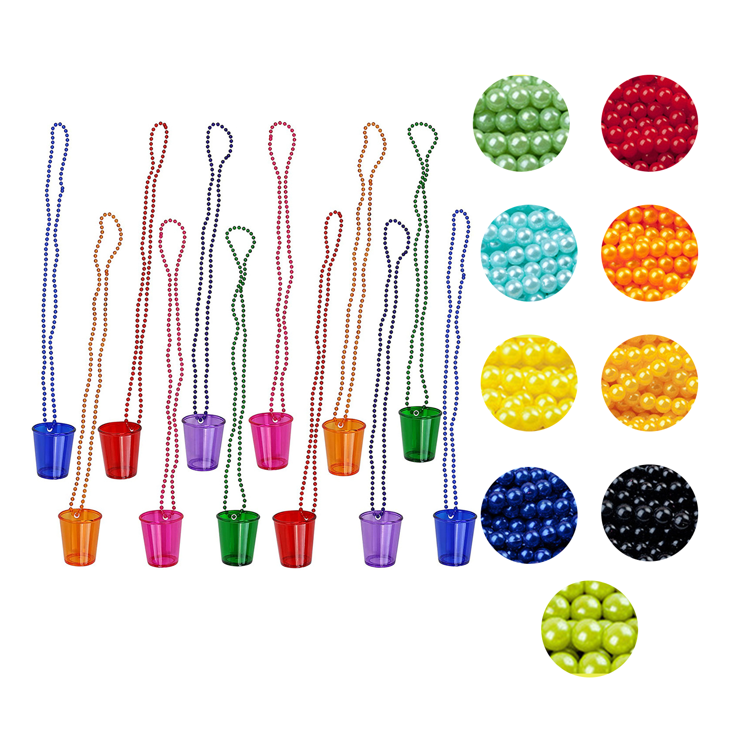 Plastic LED Shot Glass Necklace with Beads 4