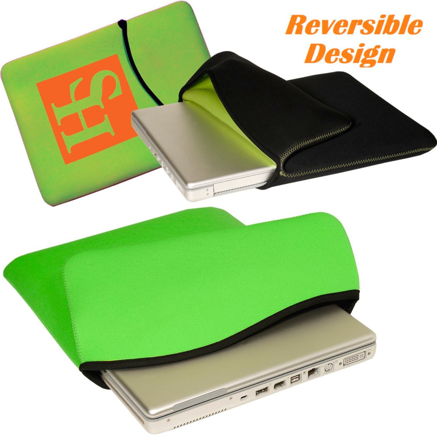 Reversible Neoprene Laptop Sleeve w/ Custom Imprint 15"x 11" 2