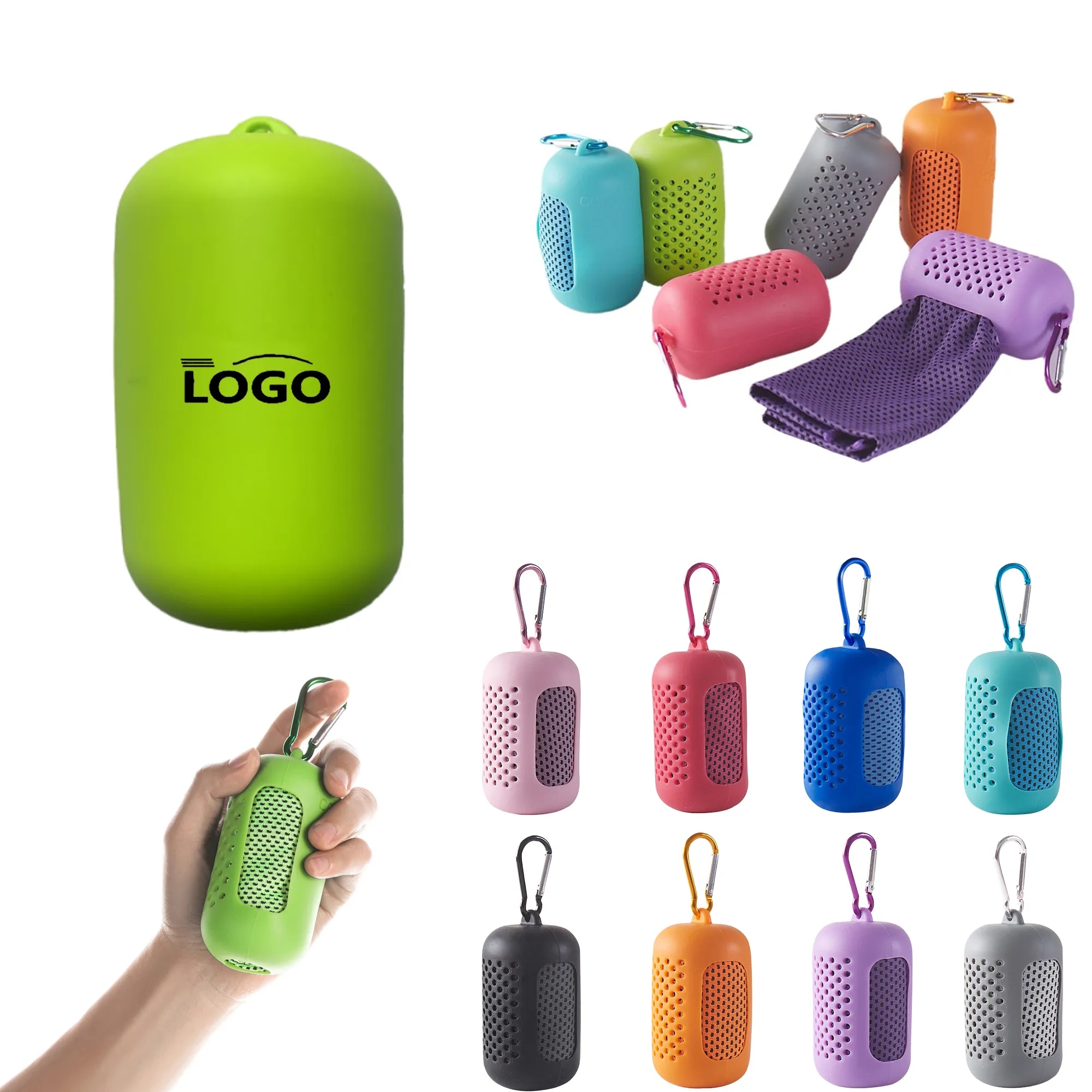 MOQ100 Cooling Sports Towel with Silicone Case 10