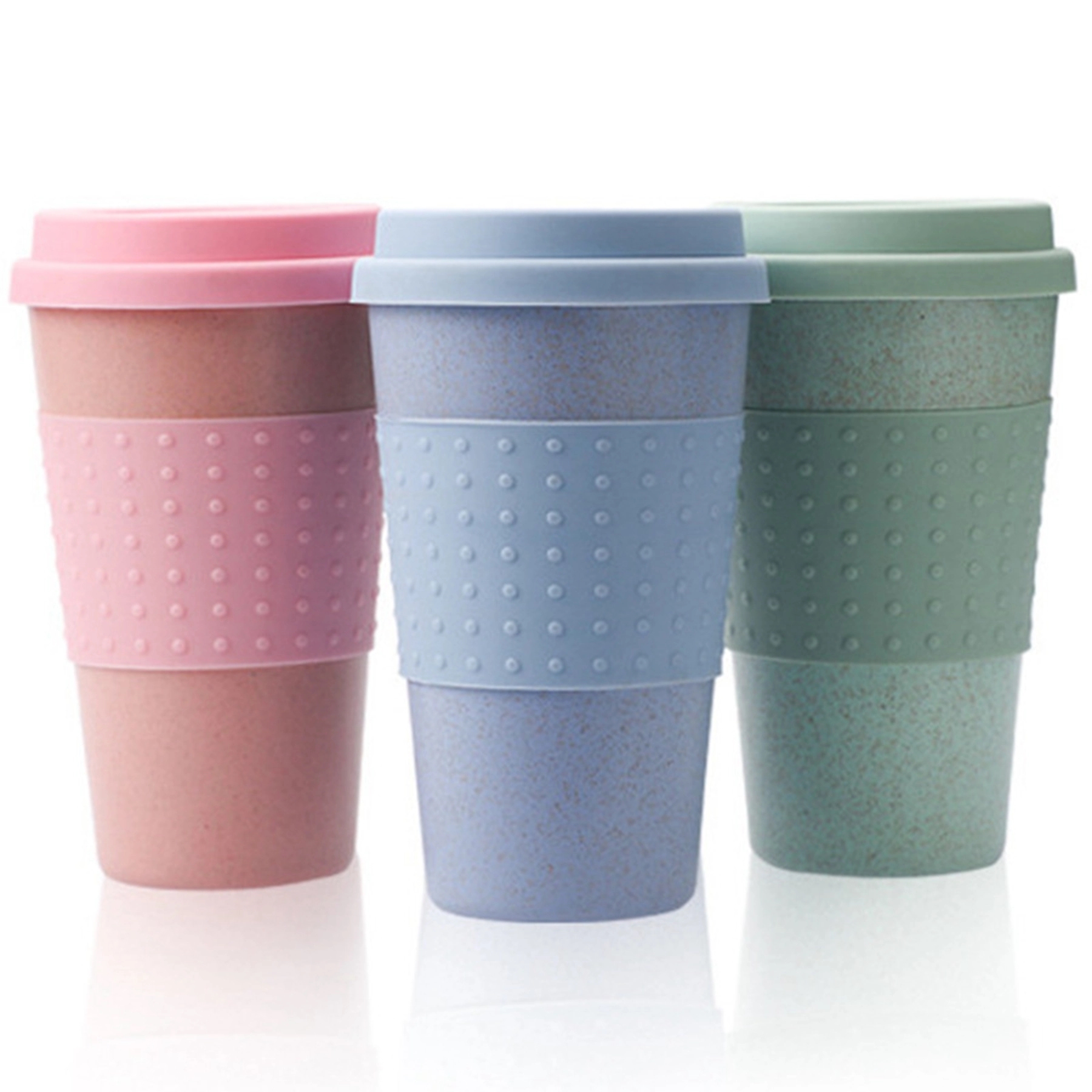 15 Oz. Wheat Straw Silicone Cup with Lid 3