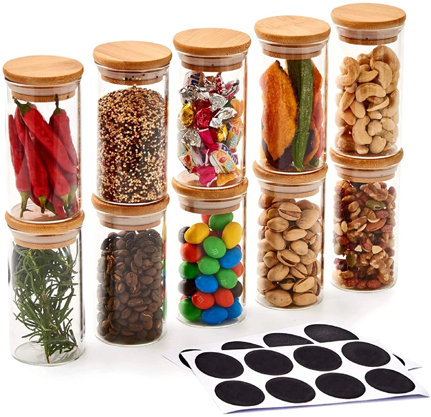 6oz Small Air Tight Storage Containers with Natural Bamboo 2