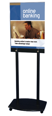 67"h Black Acrylic Floor Frame with wheels for 22x28 poster