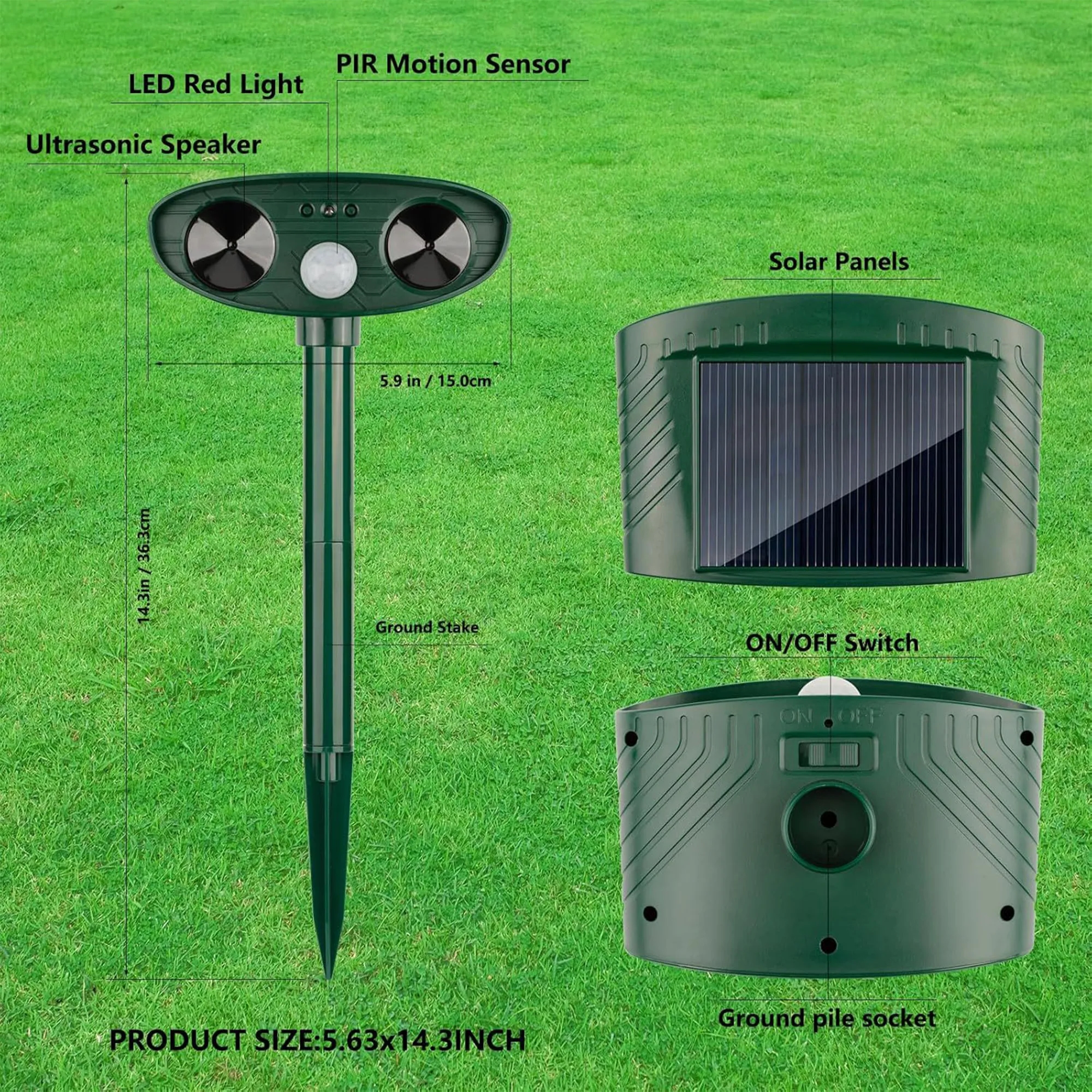 Solar Infrared Induction LED Ultrasonic Animal Repellent 3