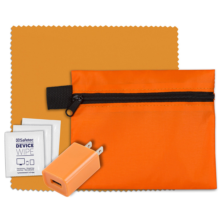 "TECHPACK" Tech Hom and Travel Kit with Microfiber Cleaning Cloth and US Wall Charger 1