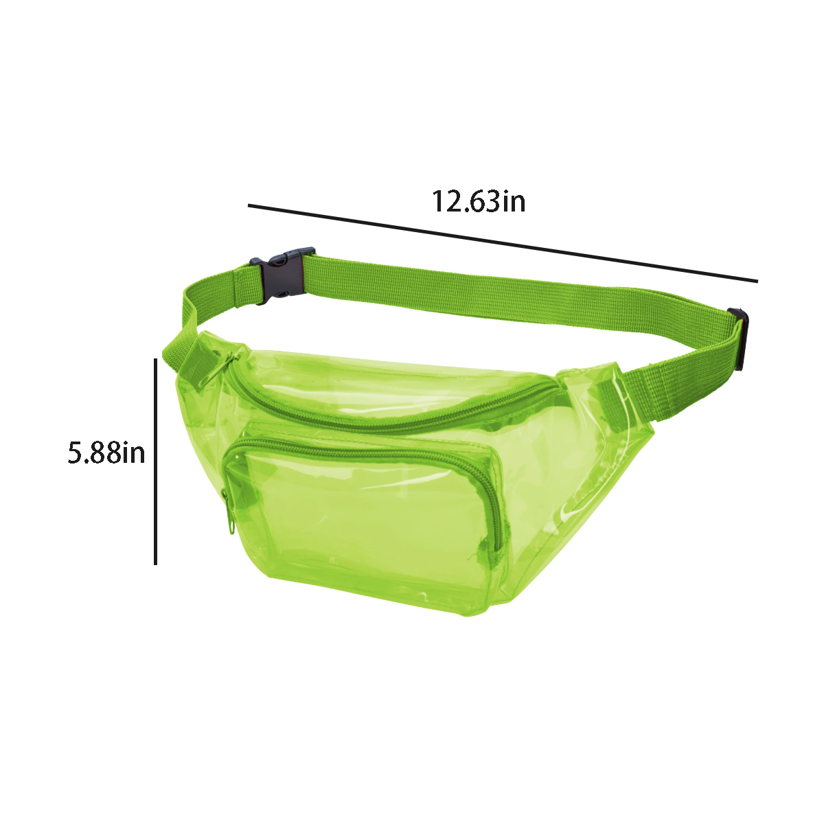 Clear PVC Fanny Pack W/ Adjustable Strap & Zipper Pockets 4