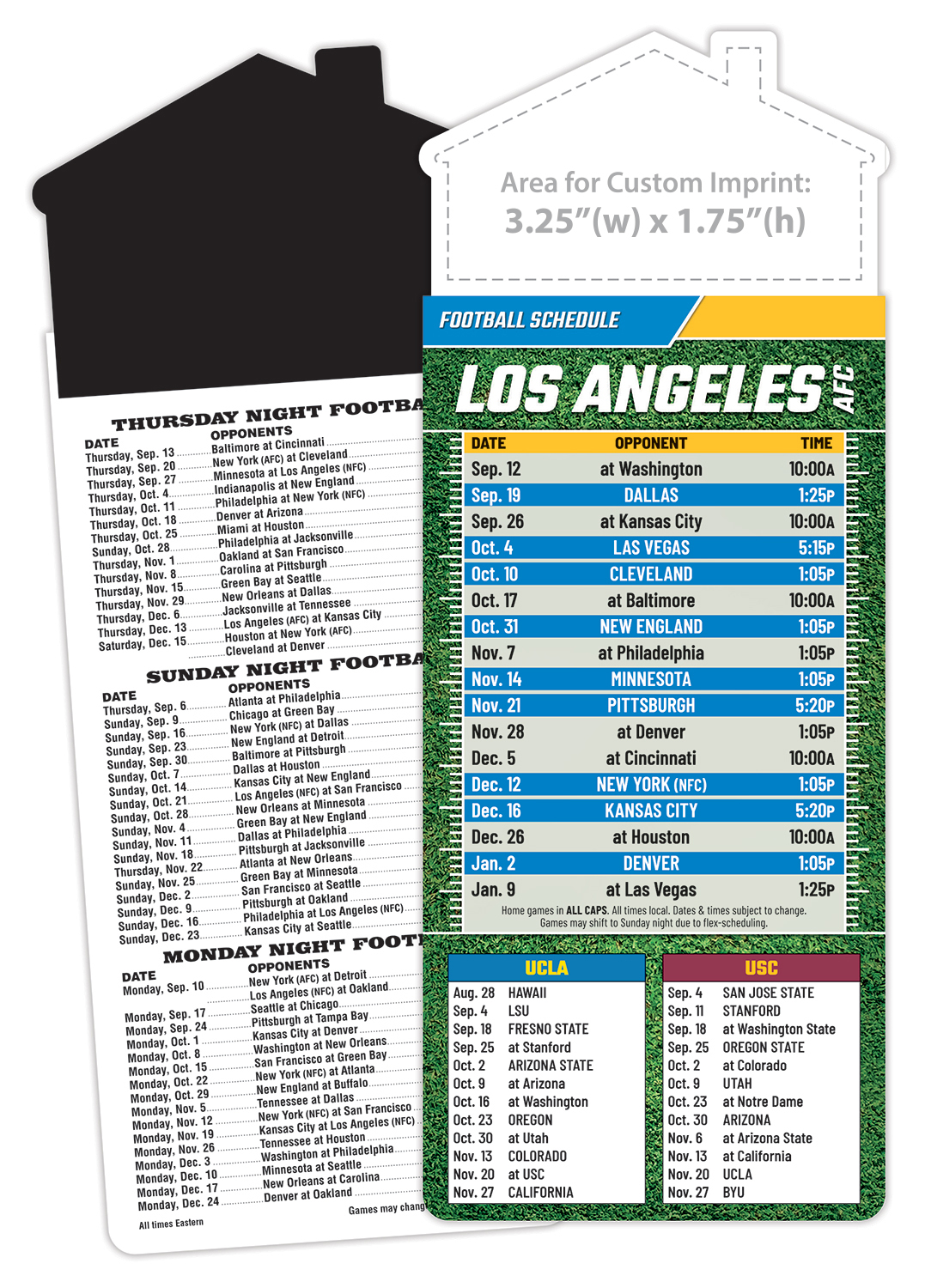 Magna-Card House Shape Magnet Football Schedules (3.5x9)
