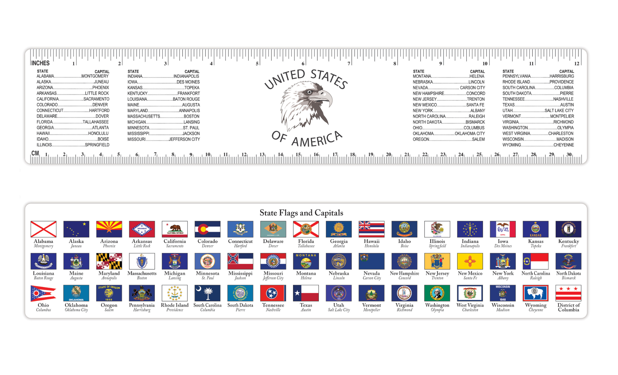 Ruler, 12" State Capital & Flag 2