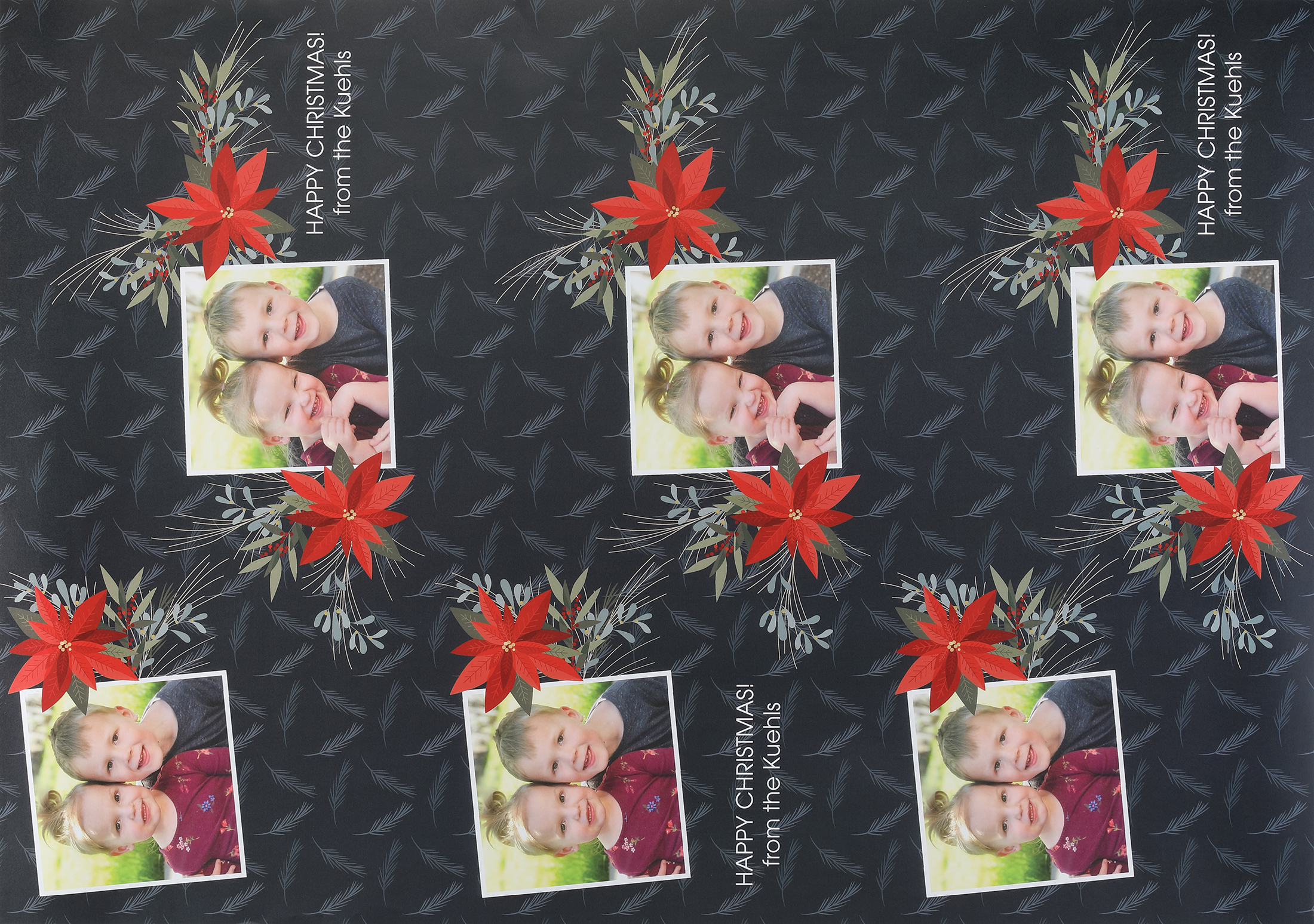 Festive Poinsettia Reversible Wrapping Paper (28"x20") 2