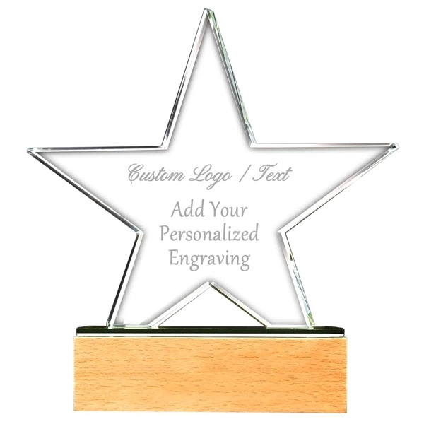 Crystal Star Award With Wooden Base 5