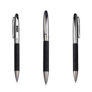 Weaved PU Leather Barrel Metal Pen 8