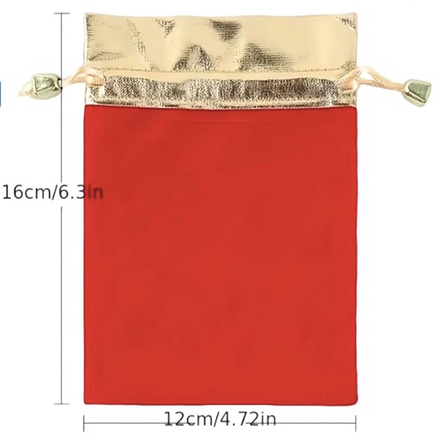 Red velvet jewelry bag w/ gold - plated edges and opening 1