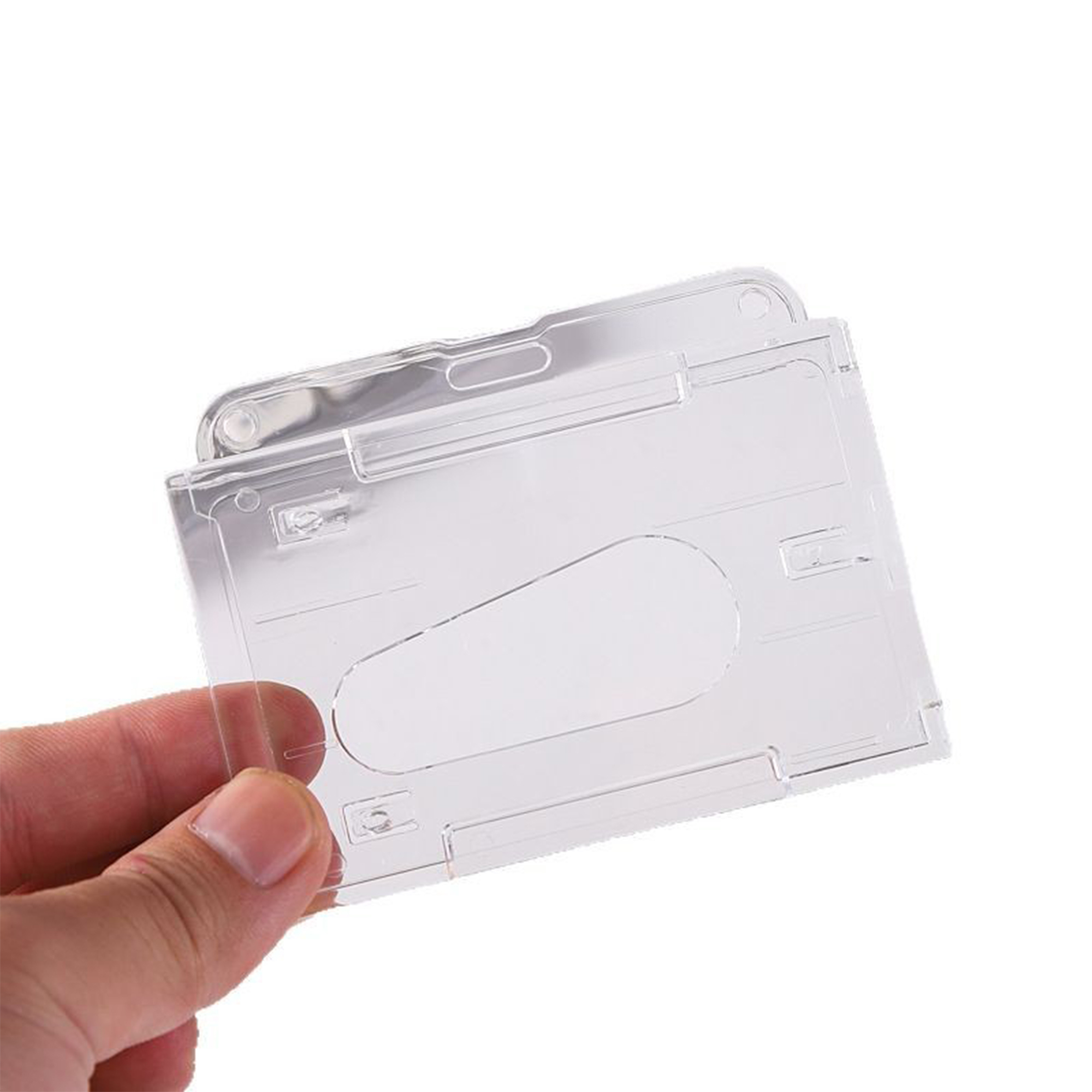 Hard Plastic Badge Holder Clear PS 2.4" Length x 2.1" Width 3