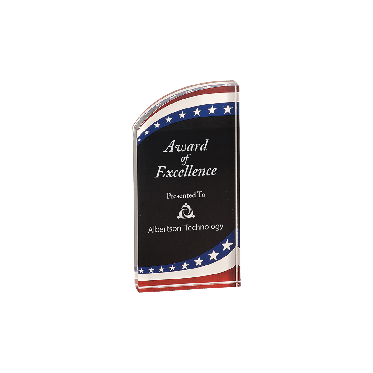 3" x 7" Stars & Stripes Marble Rounded Acrylic Award