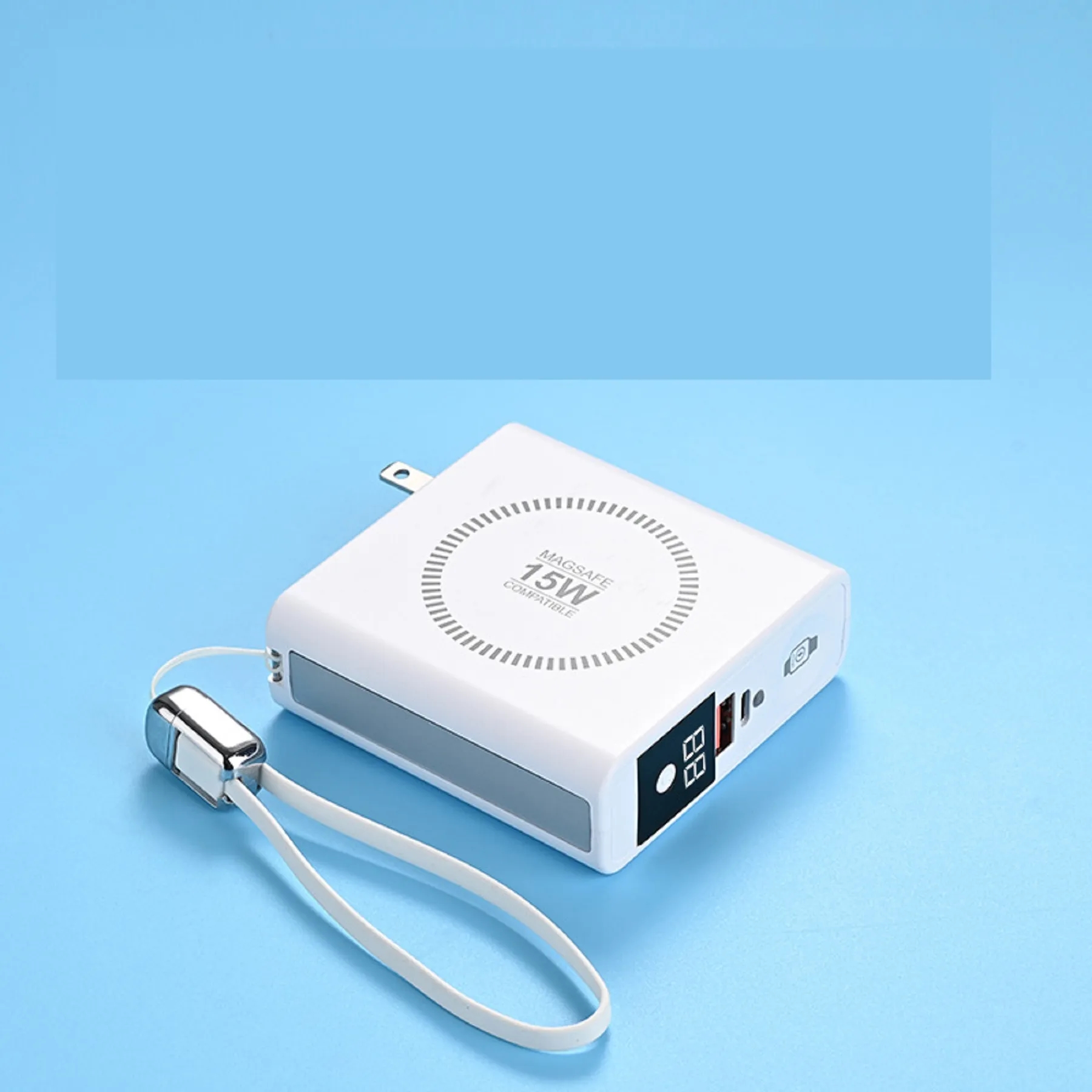 10000 mAh Wireless Charging Power Bank Built Plug & Cables 4