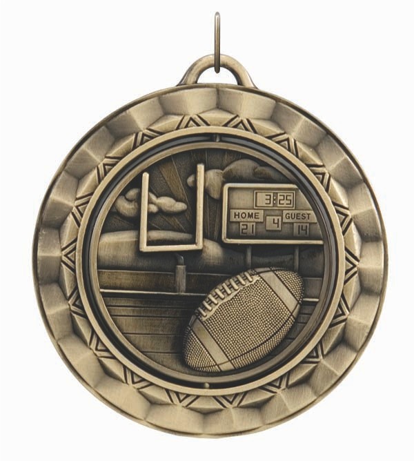 Football Spinner Medal, 2 5/16" 2