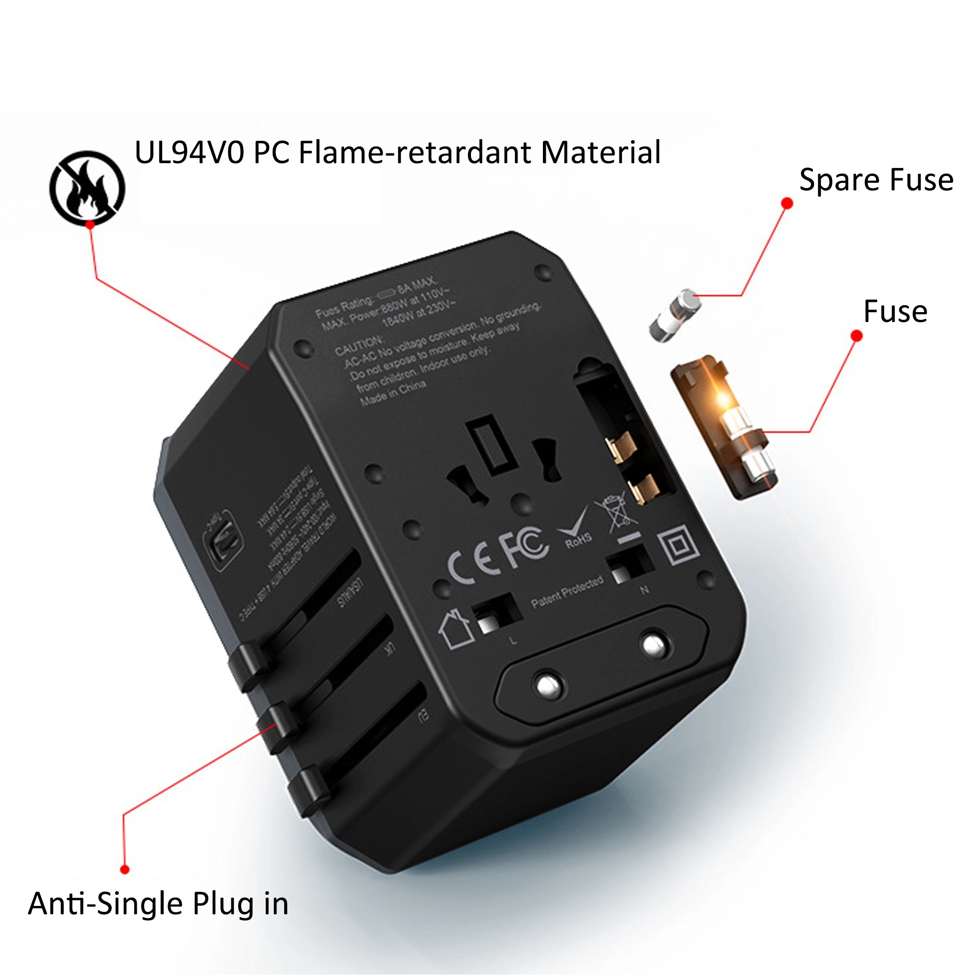 All-in-one Universal Travel Adapter MOQ50pcs 5