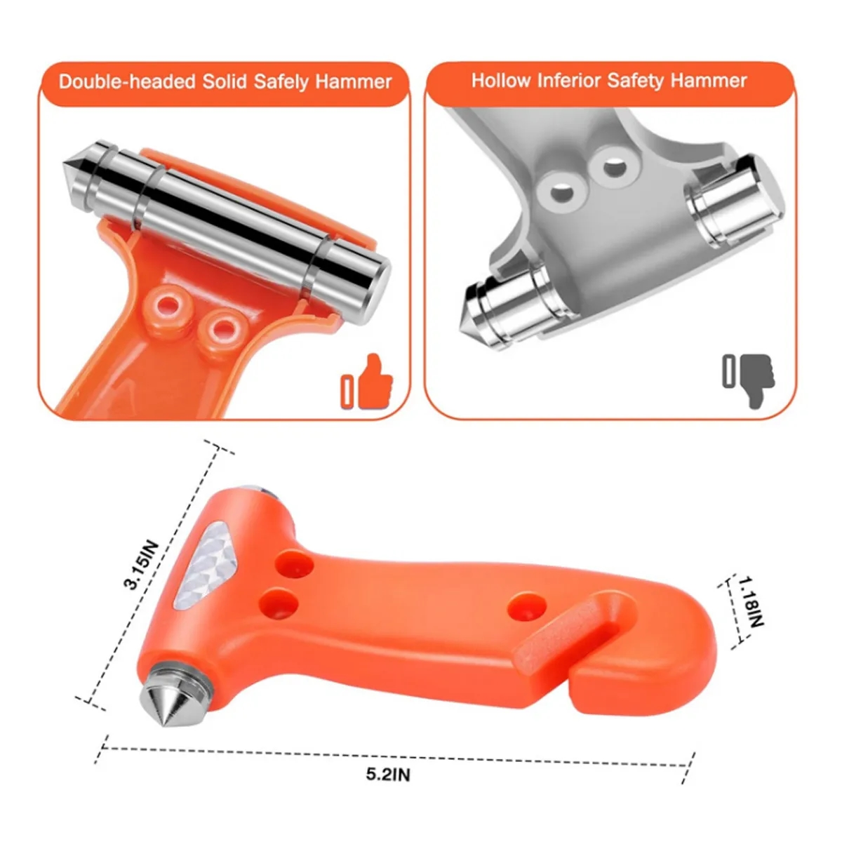 Car Emergency Escape Tool 2in1 Multi-function Safety Hammer 9