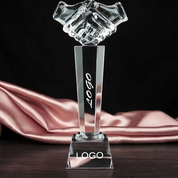 Optical Crystal Handshake Award 3