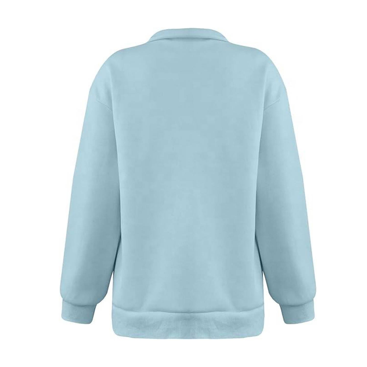 Womens Oversized Half Zip Pullover Long Sleeve Sweatshirt 7