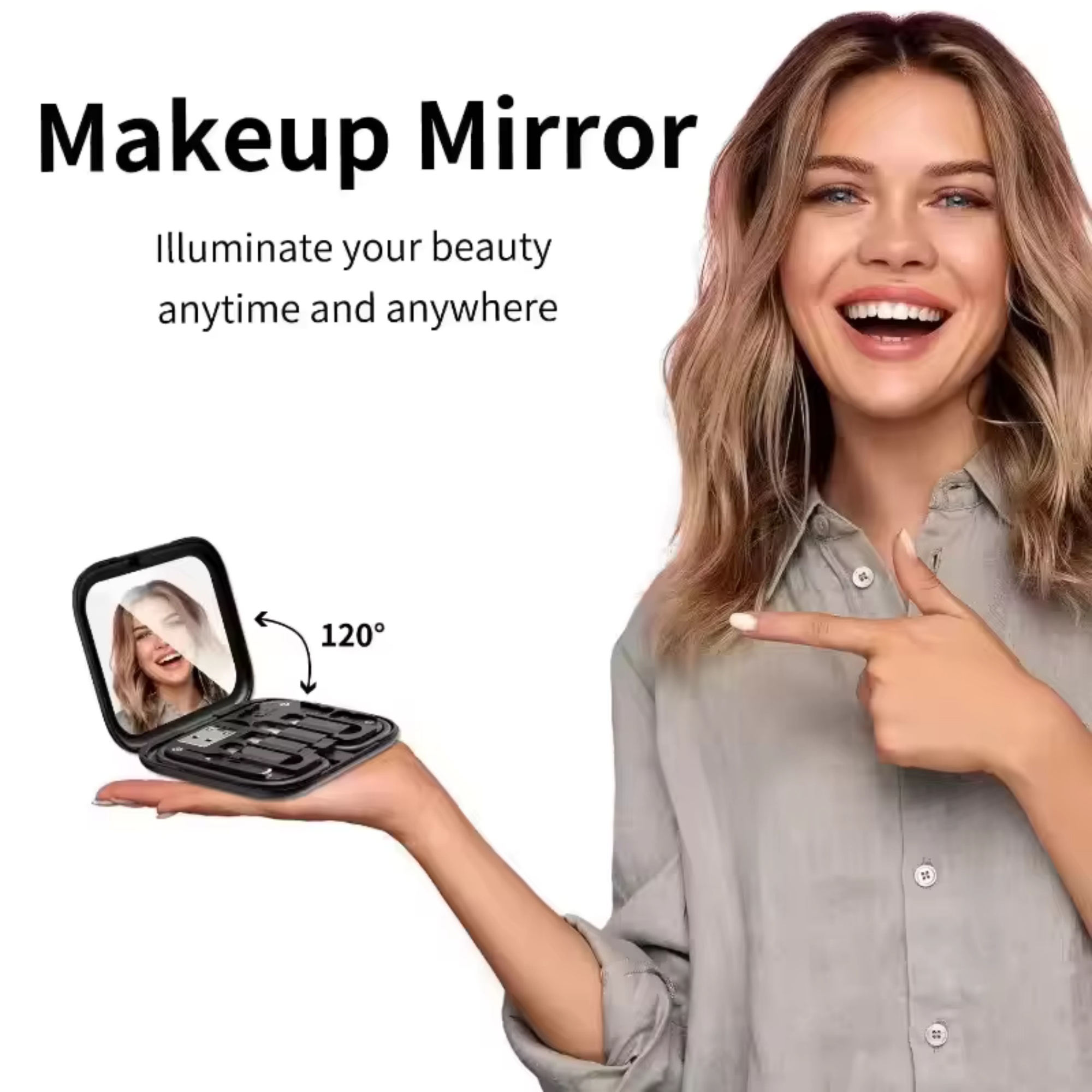Multi USB Charging Adapter Cable Kit with Makeup Mirror and Phone Stand 3