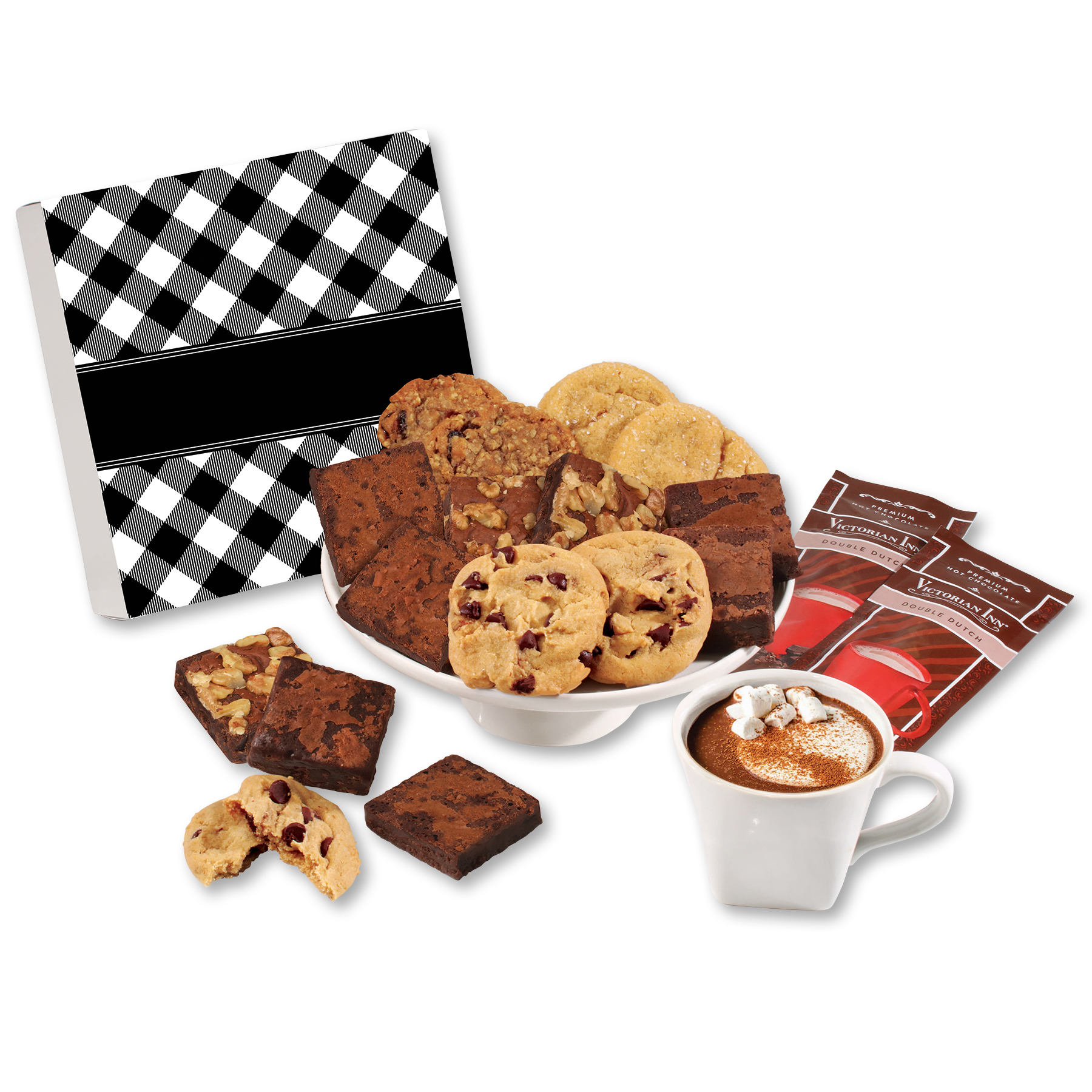 Gourmet Cookie & Brownie Gift Box with Black Plaid Sleeve 2