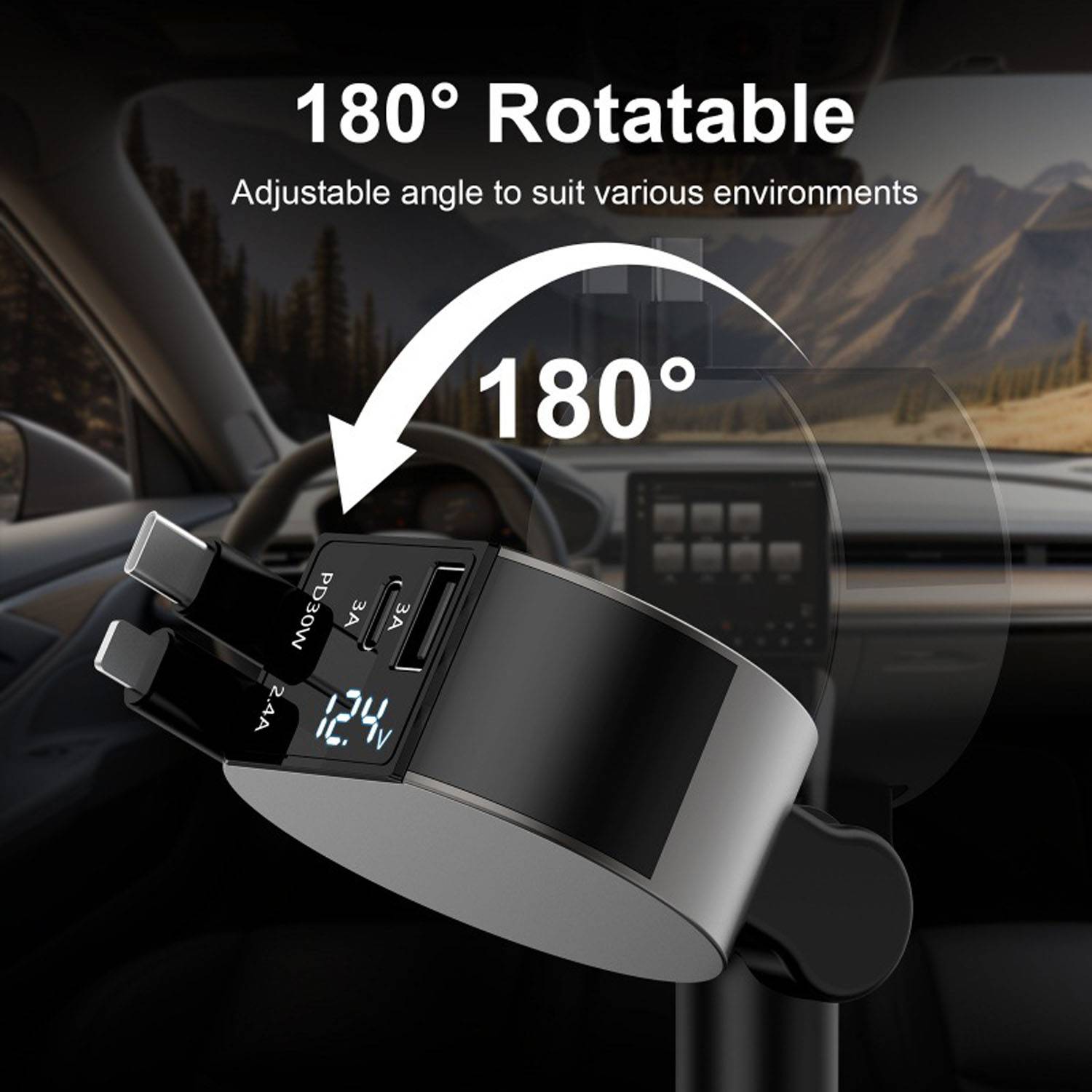 4 in 1 Compact Retractable Fast Car Charger 4
